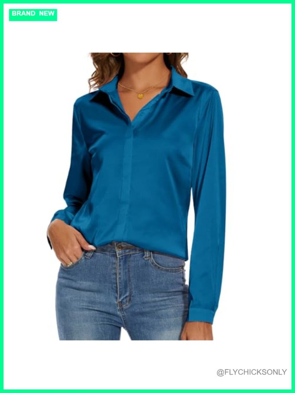 Silk Blouse Long Sleeve Button Down Shirt Casual Office Work Top